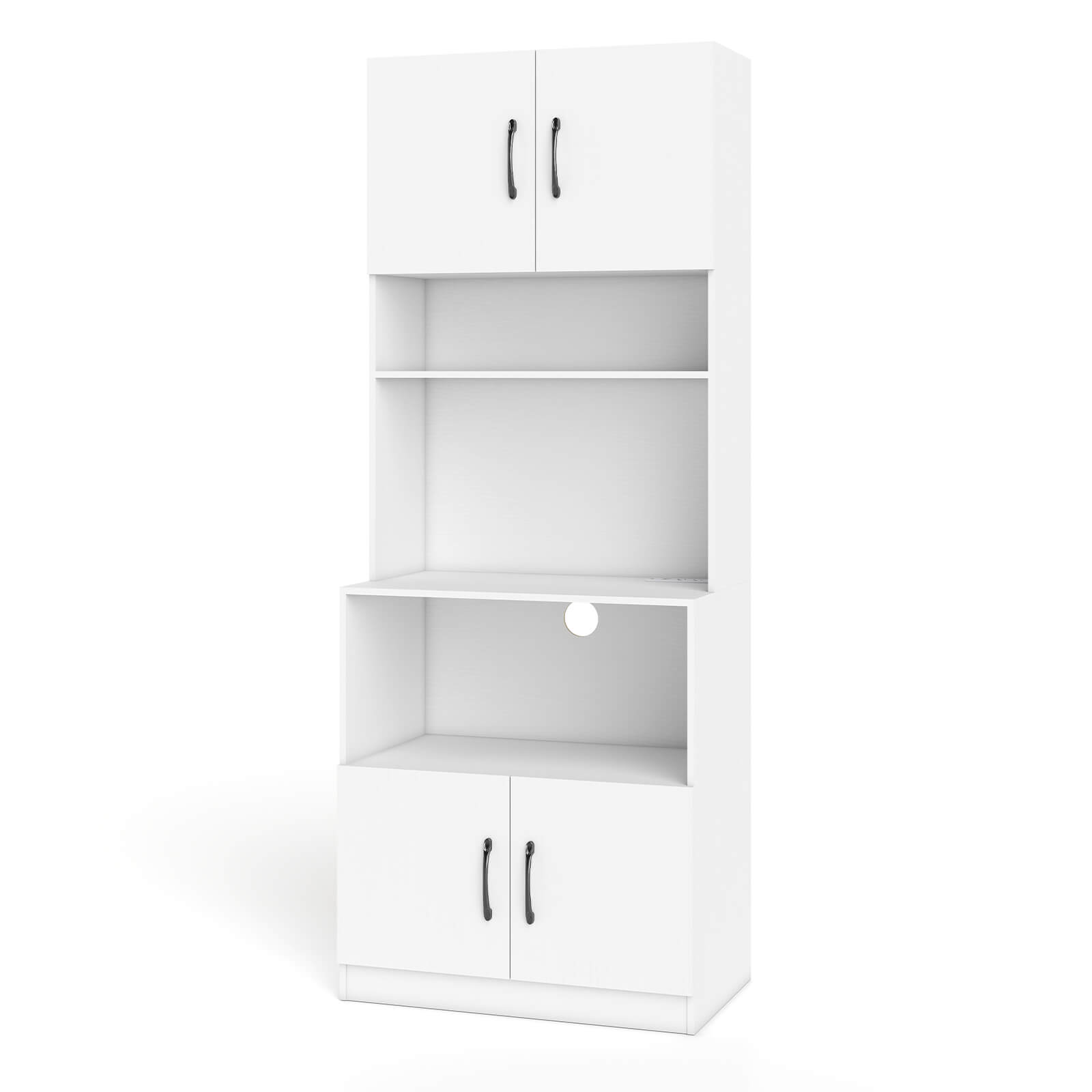 Front. Costway - Costway Kitchen Pantry Cabinet with Charging Station, Adjustable Shelves and Doors - White.