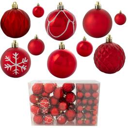 Sunnydaze - Winter Wonderland 100-Piece Assorted Ornament - Red