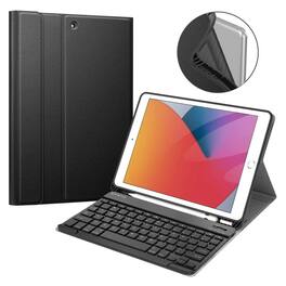 Kitcheniva - Folio Stand Case With Bluetooth Keyboard For iPad 9th Gen (2021) 10.2 Inch - Black