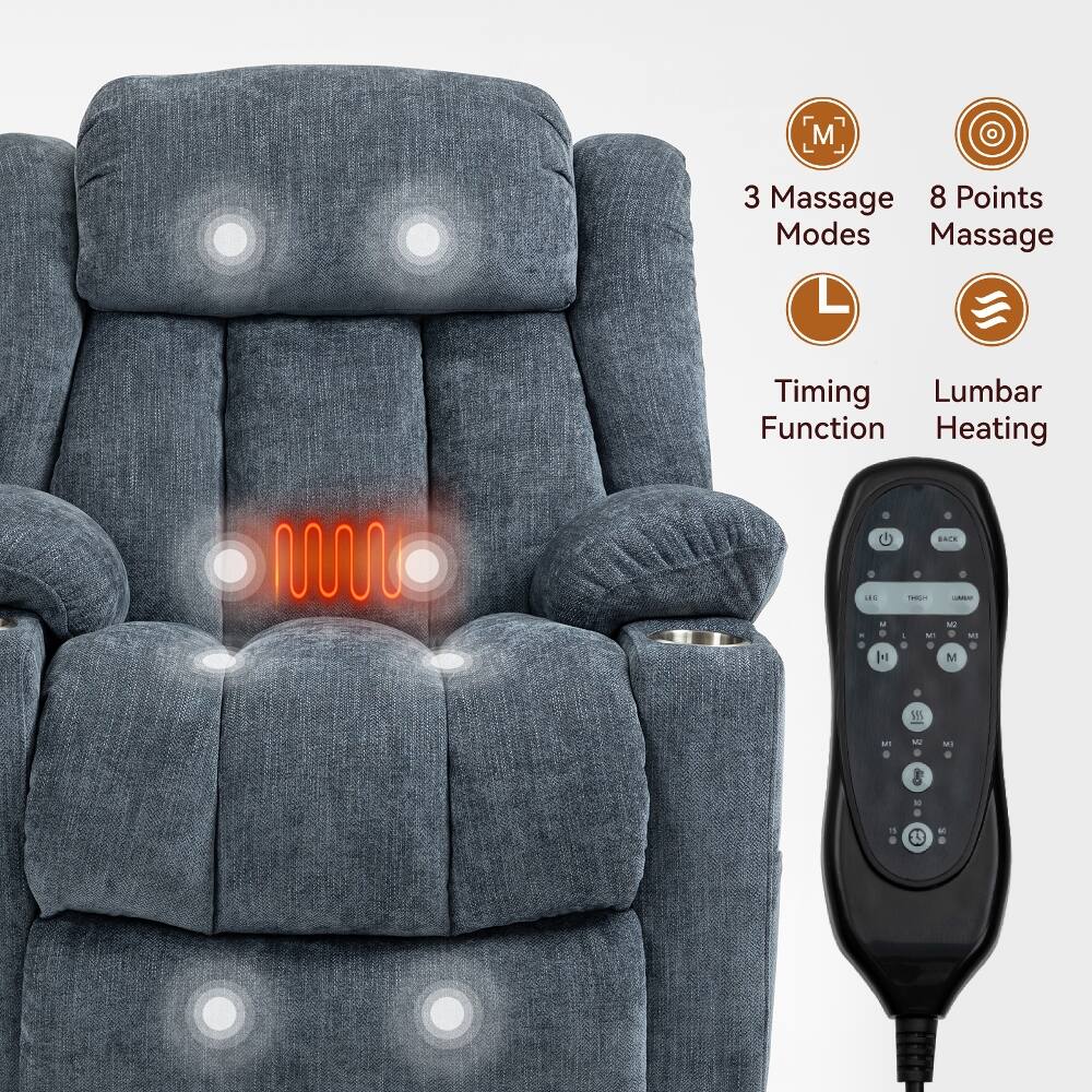 3 Massage Modes  
8 Points Massage  
Timing Function  
Lumbar Heating  

BACK  
LEG  
THIGH