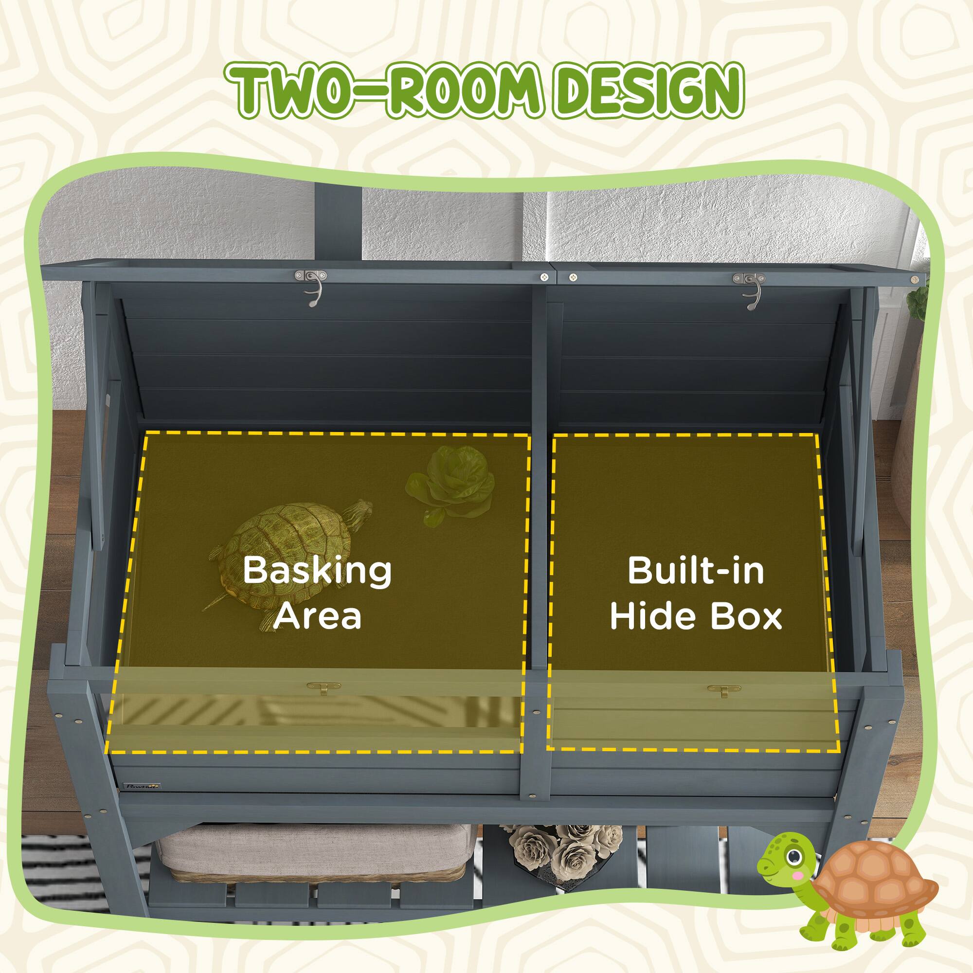 TWO-ROOM DESIGN

Basking Area

Built-in Hide Box