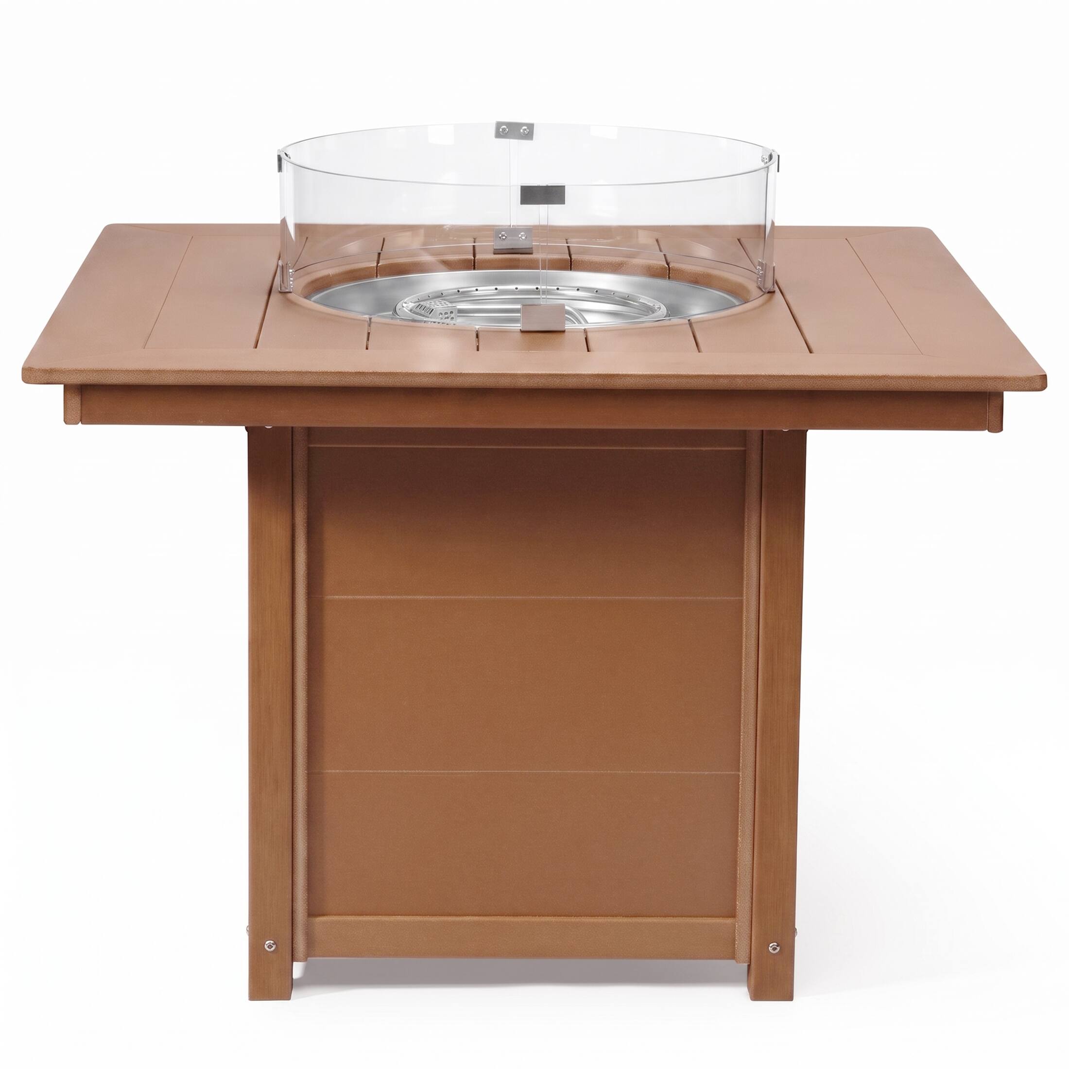Alt View 1. WestinTrends - WestinTrends Helios Modern Outdoor Patio Propane 42" Square Fire Pit Table - Teak.