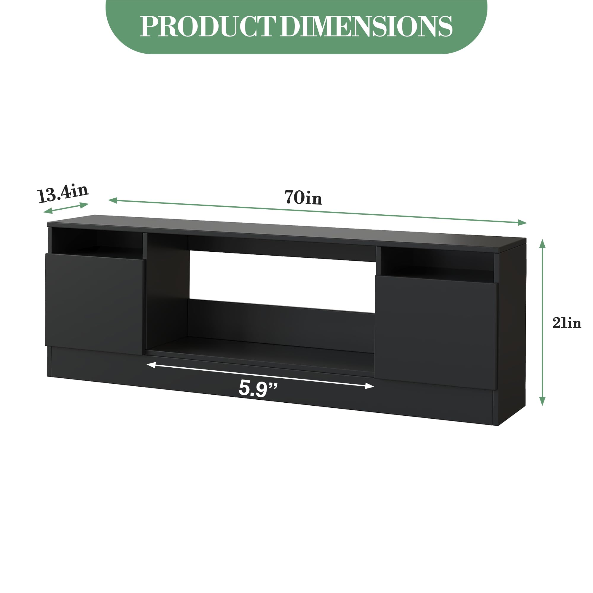 PRODUCT DIMENSIONS

- Length: 70in
- Height: 21in
- Depth: 13.4in
- Shelf Depth: 5.9"