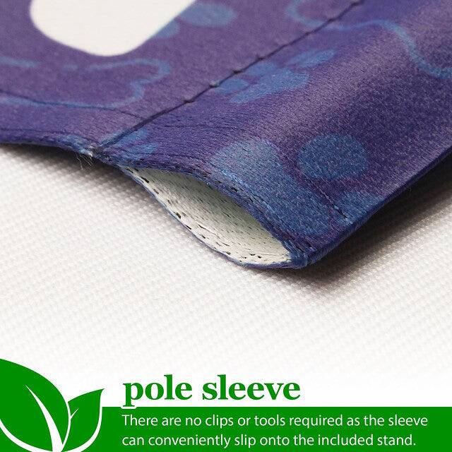 pole sleeve  
There are no clips or tools required as the sleeve can conveniently slip onto the included stand.