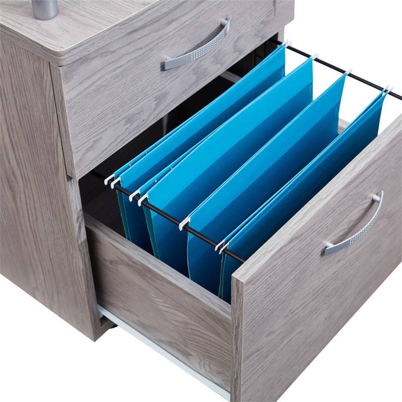 Alt View 4. HTUTWOO - Rolling File Cabinet with Glass Top - Locking Drawers, Mobile with Casters, Tempered Glass Shelf - Gray.