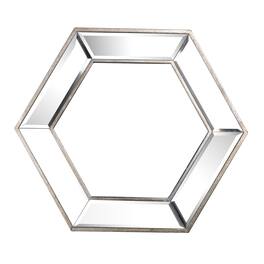 BreeBe - 20x18 Hexagon Wall Mirror with Contemporary Glass Design Home Decor Accent Mirror for Living Room Entryway Bedroom - Silver
