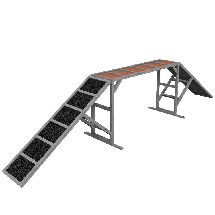 Alt View 10. PULUZ - Dog Agility Equipment Ramp with Safety Bar, Non-slip Surface, for Walk and Pause Training - Gray.