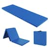 Front. Costway - Costway Tri-Fold Folding Exercise Mat 6 ft x 2 ft Portable Gymnastics Tumbling Yoga - Navy.