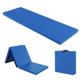 Costway - Tri-Fold Folding Exercise Mat 6 ft x 2 ft Portable Gymnastics Tumbling Yoga - Navy