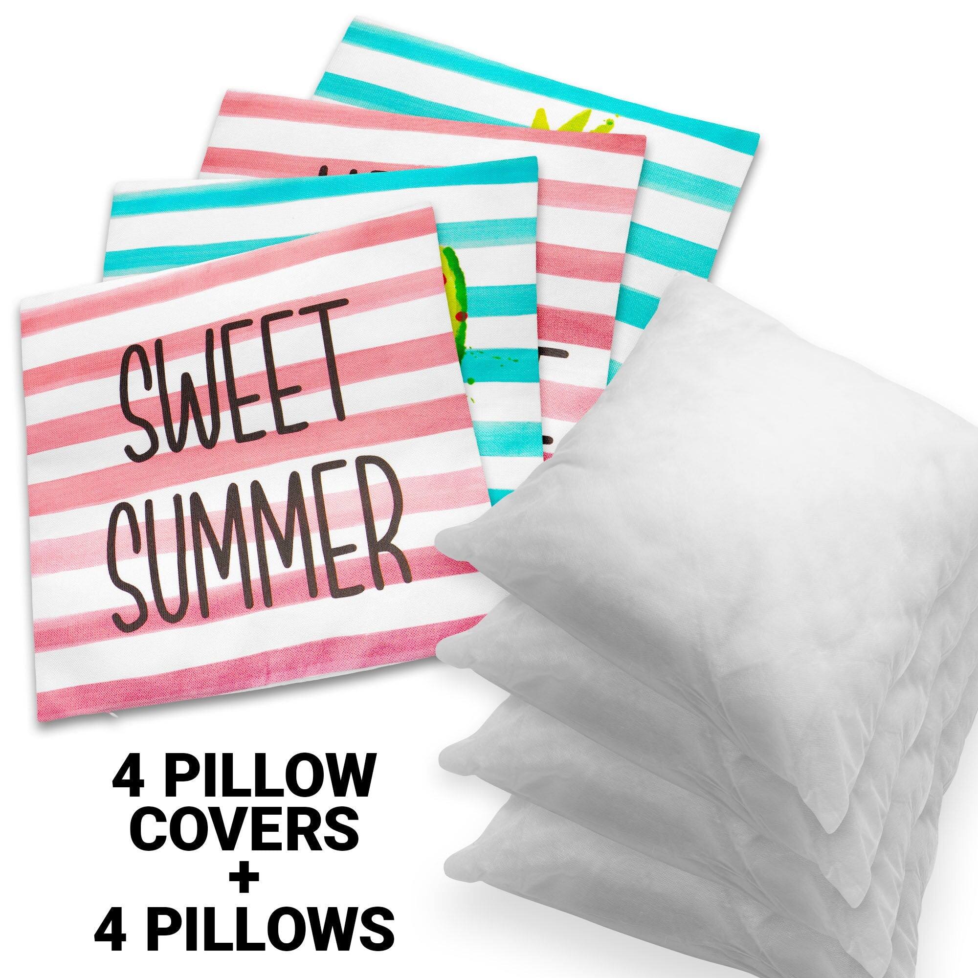 SWEET SUMMER  
4 PILLOW COVERS + 4 PILLOWS