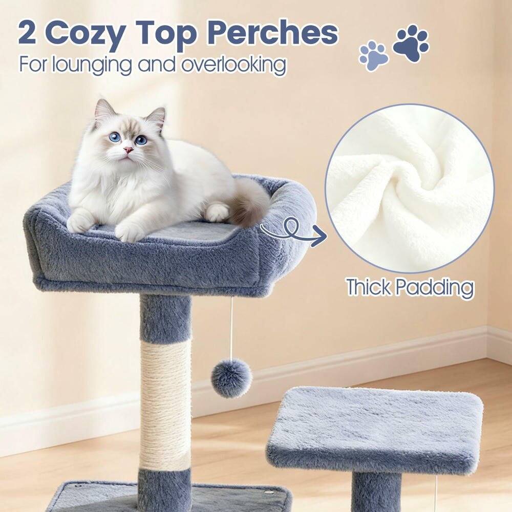 2 Cozy Top Perches  
For lounging and overlooking  

Thick Padding