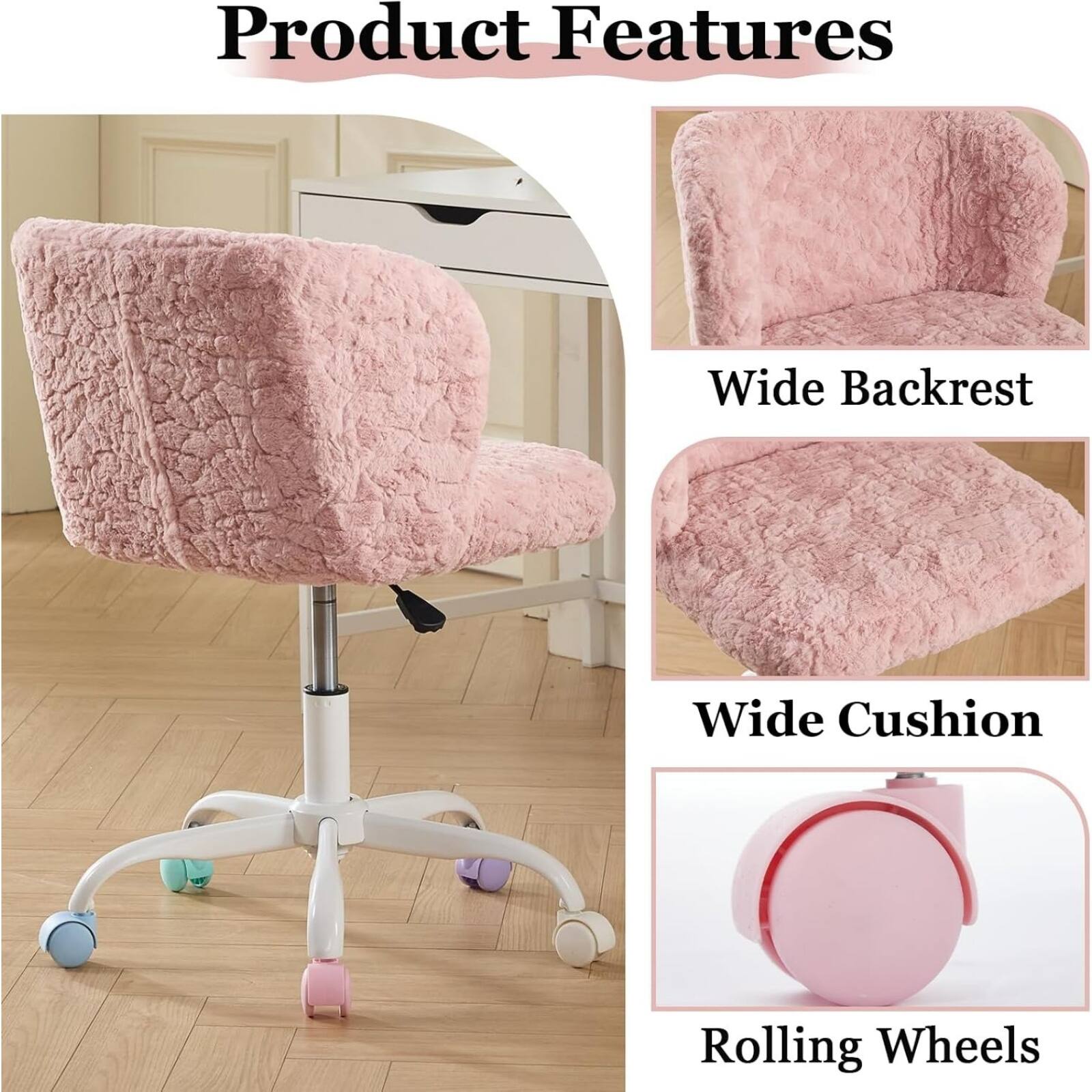 Product Features

- Wide Backrest
- Wide Cushion
- Rolling Wheels