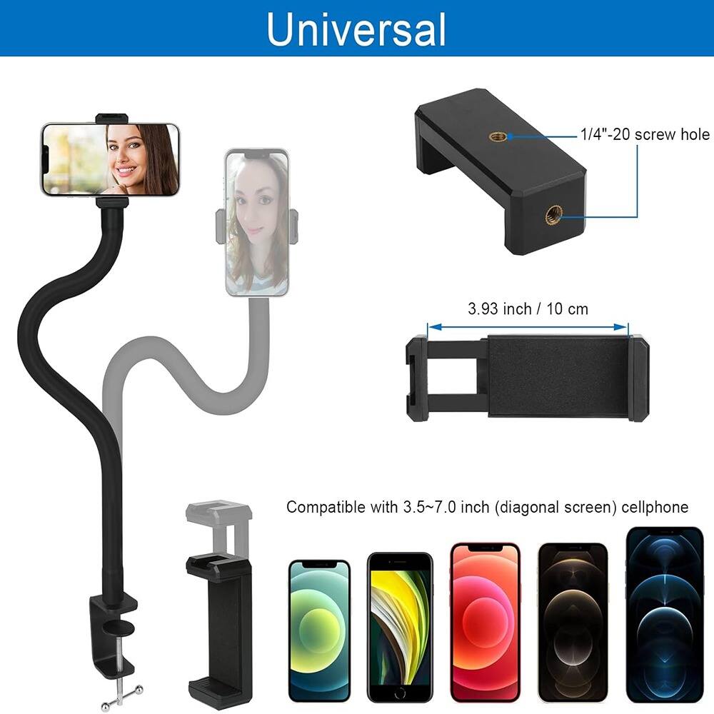 Universal

1/4"-20 screw hole

3.93 inch / 10 cm

Compatible with 3.5~7.0 inch (diagonal screen) cellphone