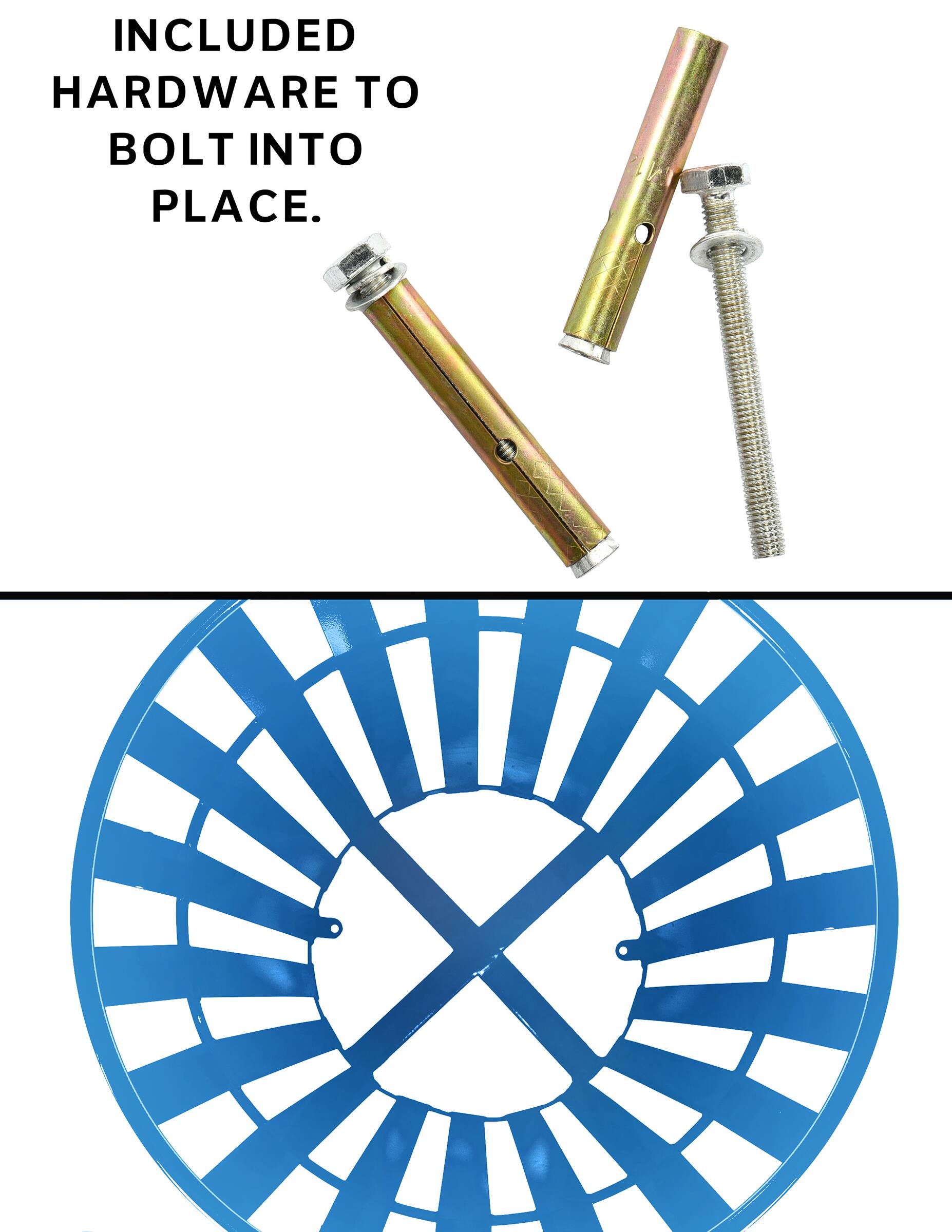 INCLUDED HARDWARE TO BOLT INTO PLACE.