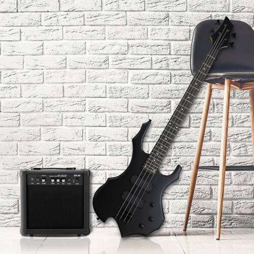 Angle. Winado - Electric Bass Guitar Full Size Flame Design Bass Set with 20 Watt Amplifier, Portable Bass Bag, Superior Amp Wire.