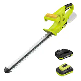 SnapFresh - 20V 18" Cordless Hedge Trimmer with Dual-Action Mn65 Steel Blades, 2.0Ah Battery & Fast Charger - Green
