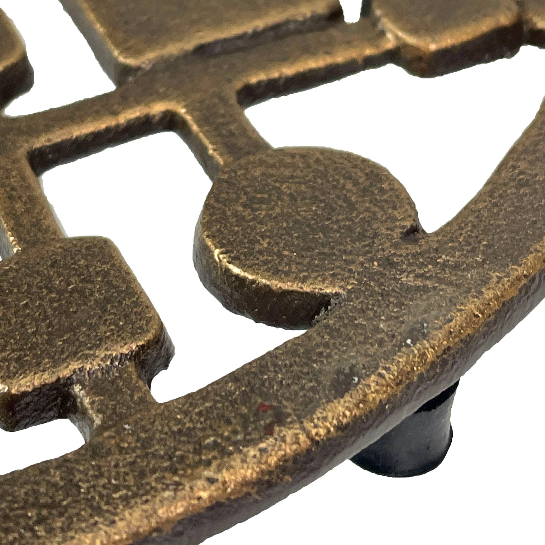 Alt View 2. Zeckos - Cast Iron Circles & Squares Trivet – Bronze, 8" Mid Century Modern Accent - Bronze.