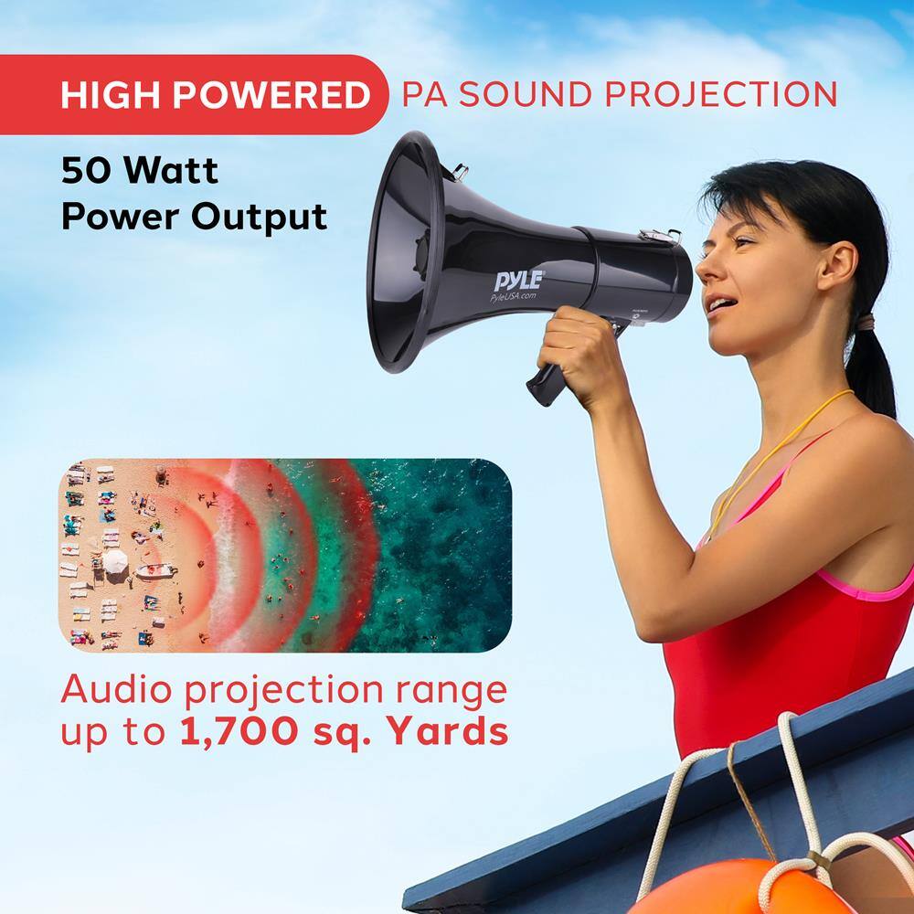 HIGH POWERED PA SOUND PROJECTION

50 Watt Power Output

Audio projection range up to 1,700 sq. Yards