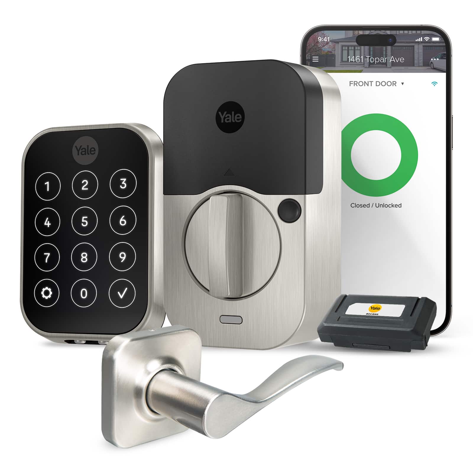 Yale - Assure Lock 2 - Smart Lock Keyless Wi-Fi Deadbolt with Touchscreen Keypad Access - Norwood Handle - Satin Nickel - Front_Zoom