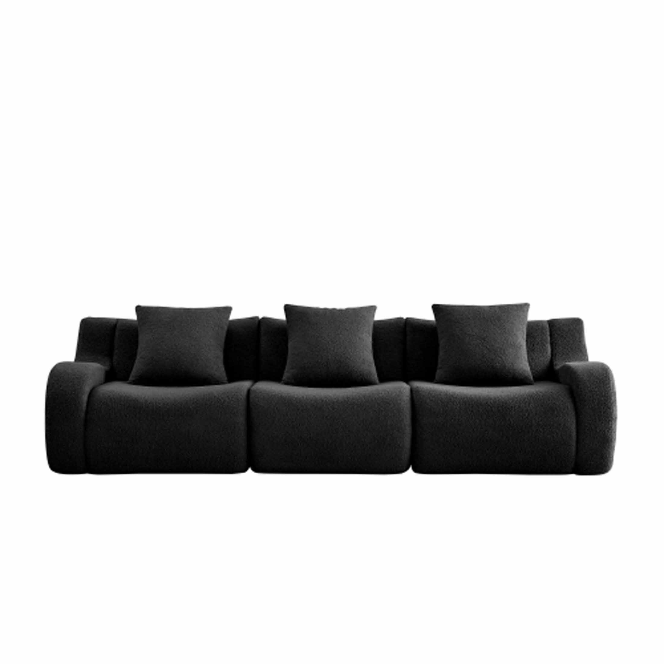 Alt View 1. Aukfa - Modular Teddy Fabric Sofa - 3-Seat Convertible Sectional, Soft Boneless Design for Living Room - Black.