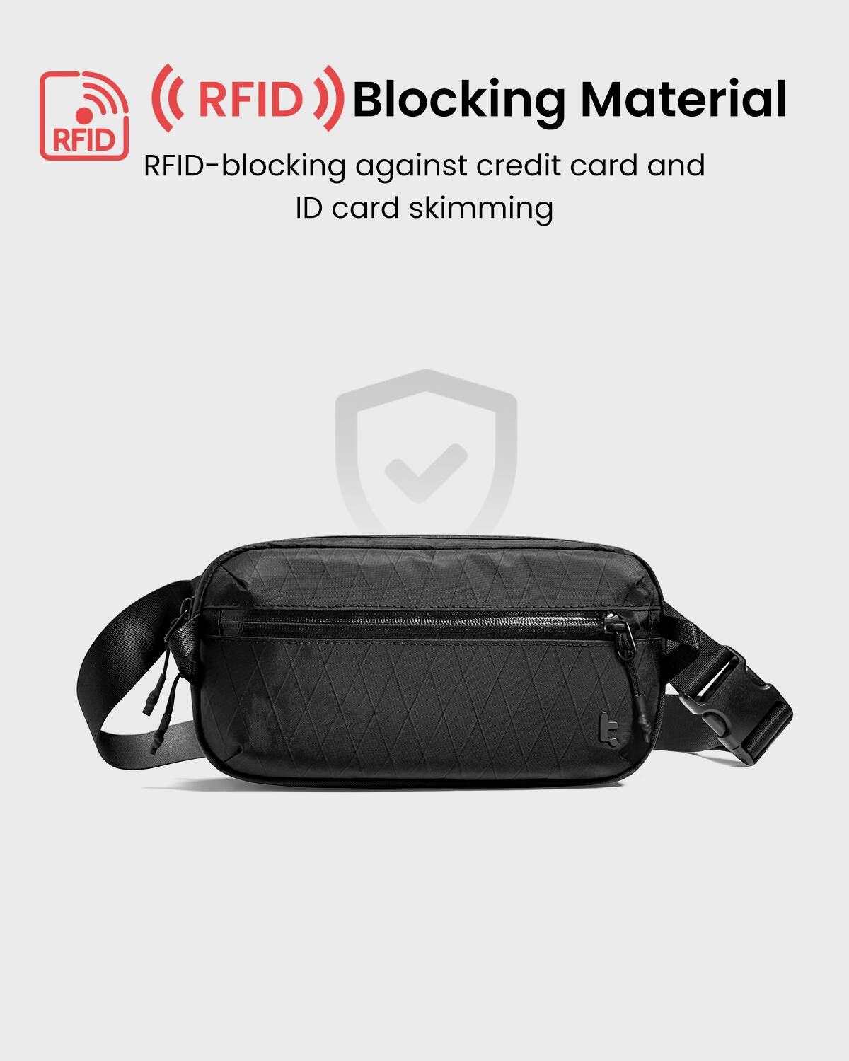 RFID Blocking Material: RFID-Blocking against credit card and ID card skimming.