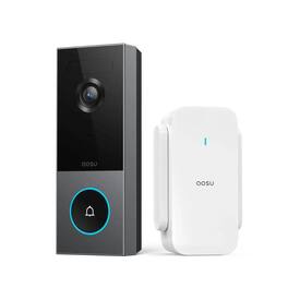 AOSU - 5MP Wireless Video Doorbell Security Camera with free 32G local storage,Work with Alexa, No Monthly Fee - Black
