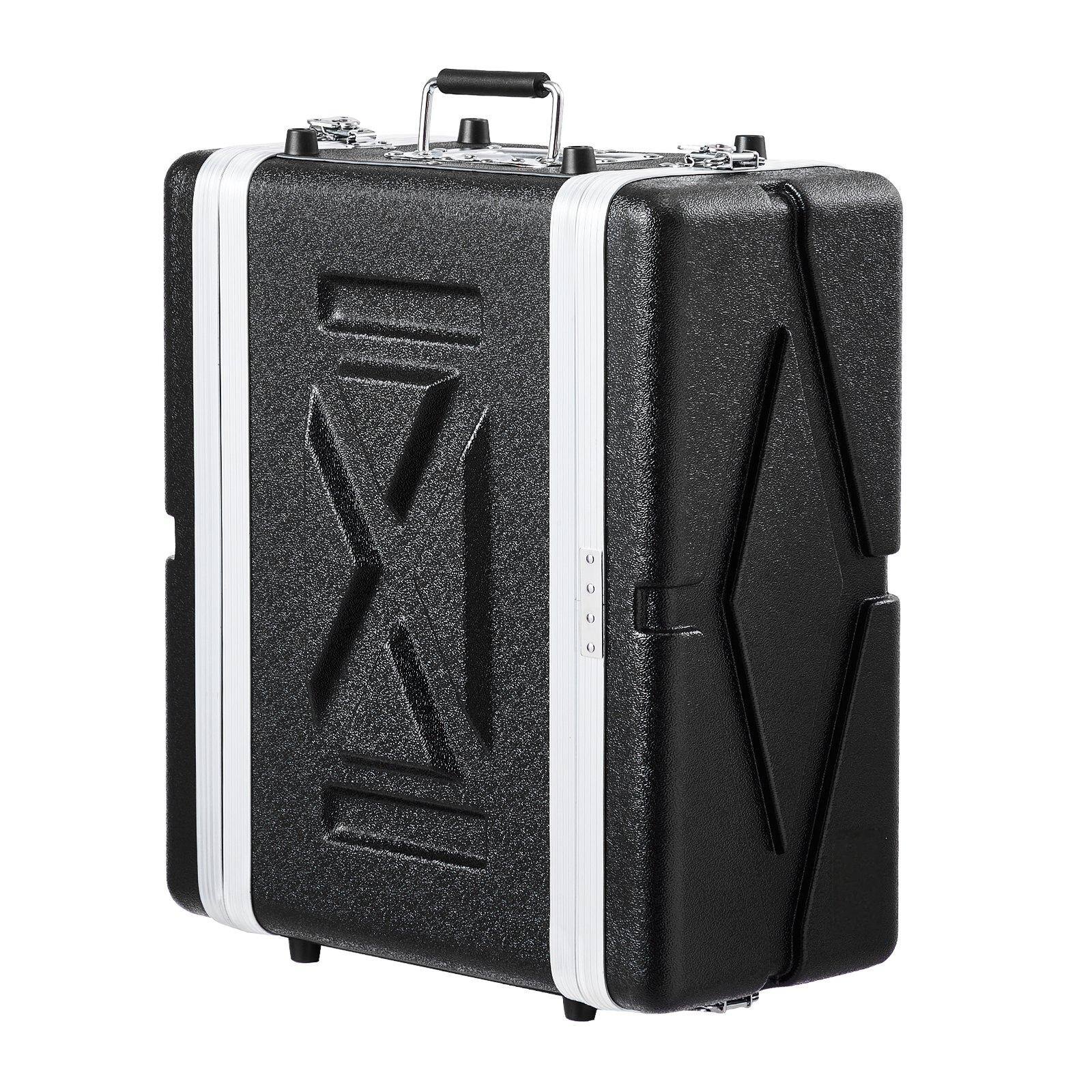 Alt View 8. Glintex - 4U Rack Case, 14" Depth Server Cabinet with Handle, Heavy-Duty Latches, Detachable Panels for Mixers and Amps.