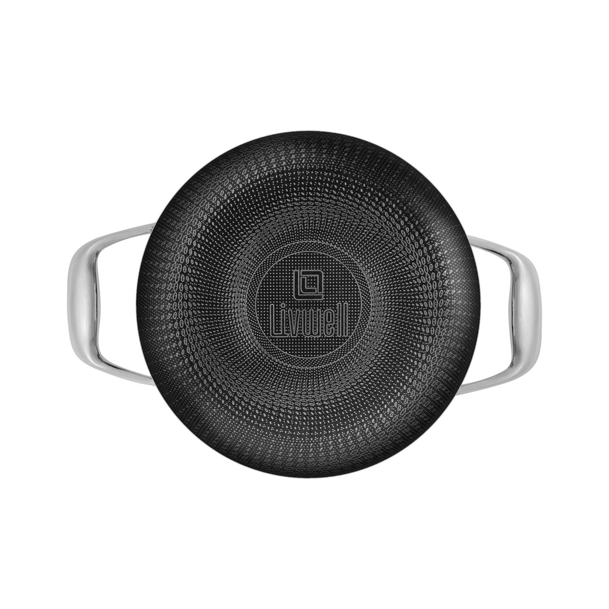 Alt View 4. Livwell Brands - DiamondClad™ 3 Quart Hybrid Nonstick Stainless Steel Stock Pot and Lid, Dishwasher Safe, PFOA-free – Silver/Black - Black/Silver.