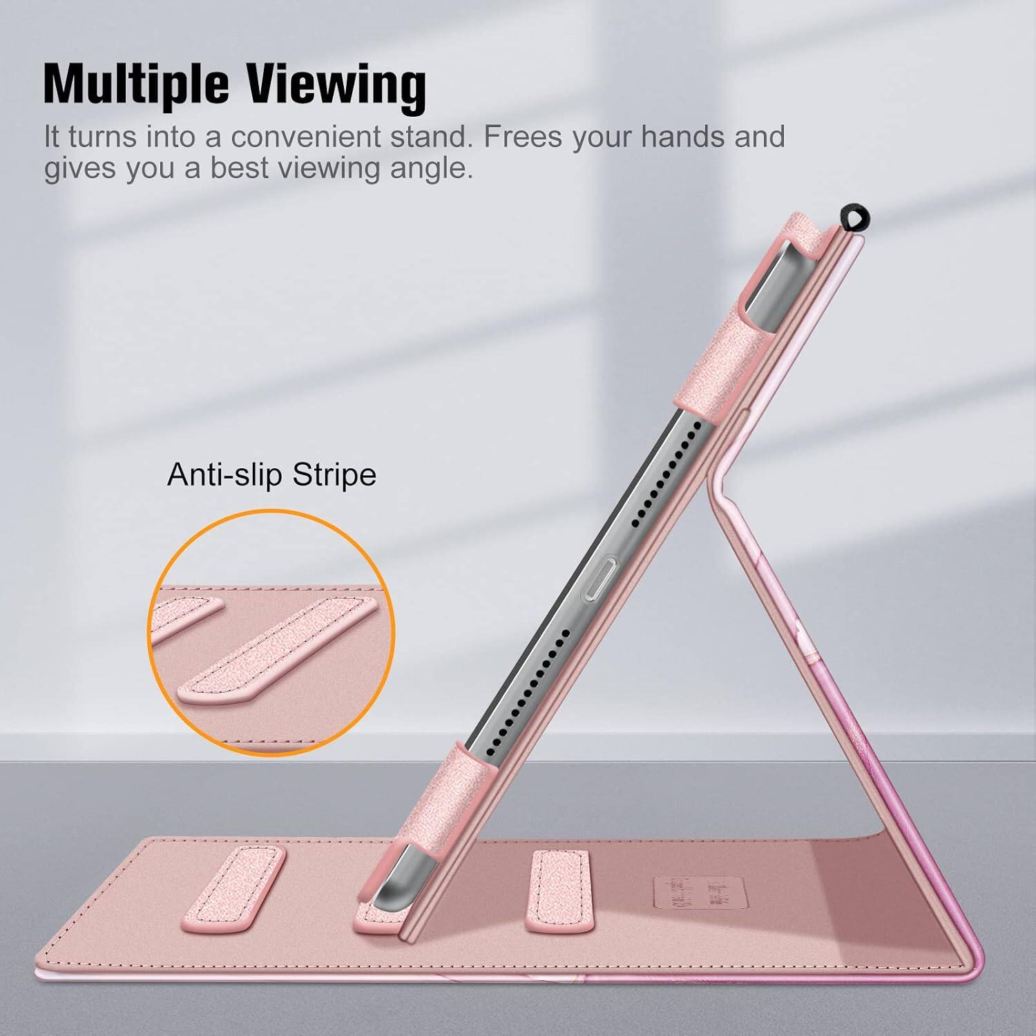 Multiple Viewing  
It turns into a convenient stand. Frees your hands and gives you a best viewing angle.

Anti-slip Stripe