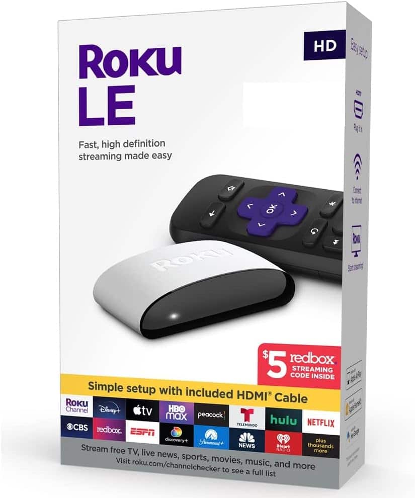 Roku - LE HD Streaming Media Player 3930S3 White - 1080p With HDMI Cable & Remote