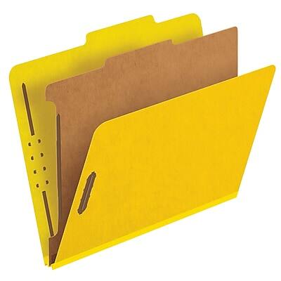 Front. Pendaflex - Pressboard Classification Folder, 1-Dividers, 1 3/4" Expansion, Letter Size, Yellow, 10/Box - Yellow.