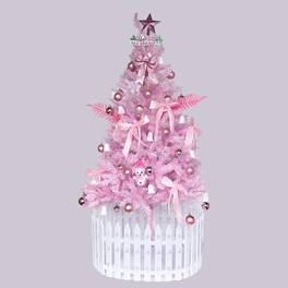 Ecooso - 5ft Slim Pencil Artificial Christmas Tree, Unlit PVC with 3-Section Hinged Design and Foldable Metal Stand - Pink