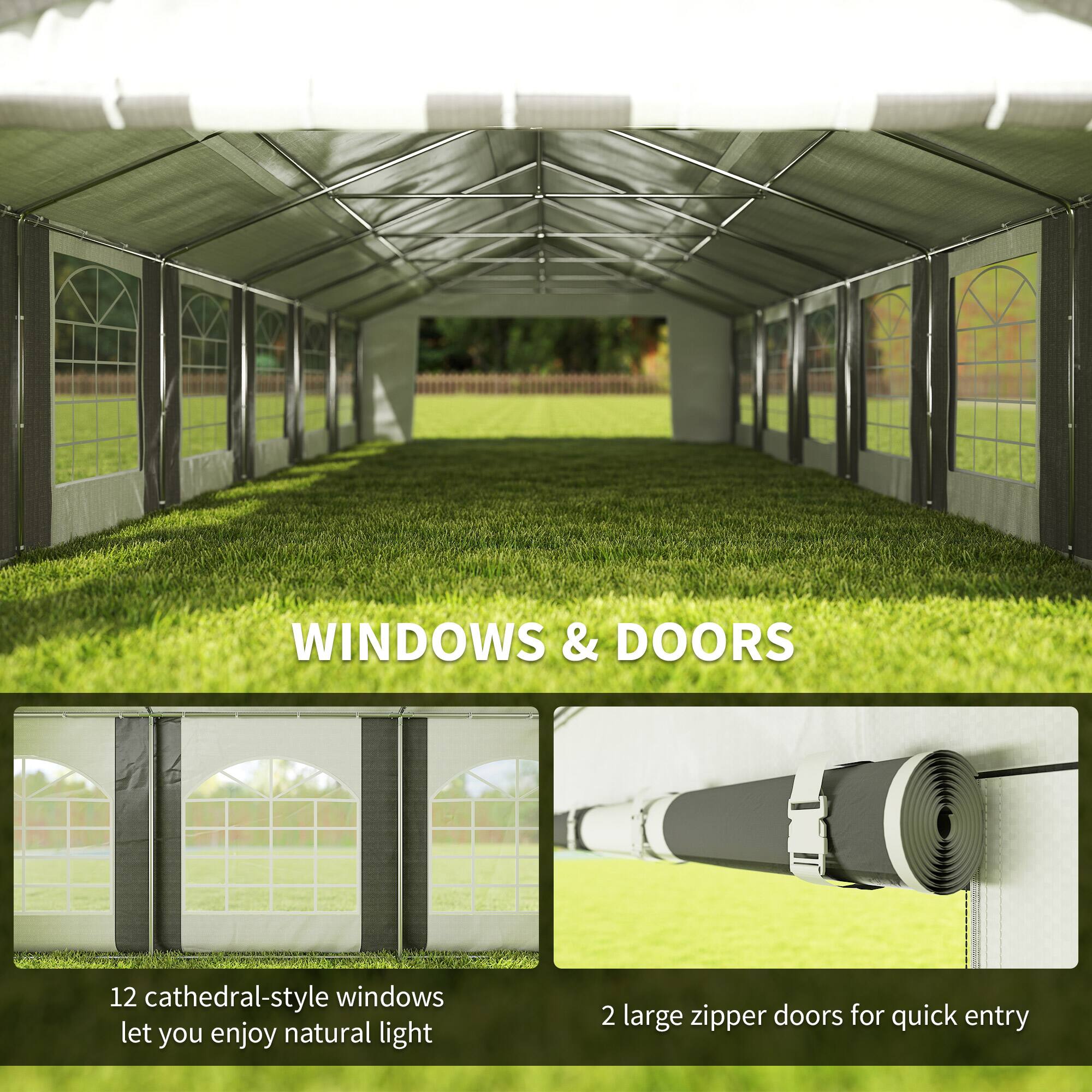 WINDOWS & DOORS
12 cathedral-style windows let you enjoy natural light
2 large zipper doors for quick entry
