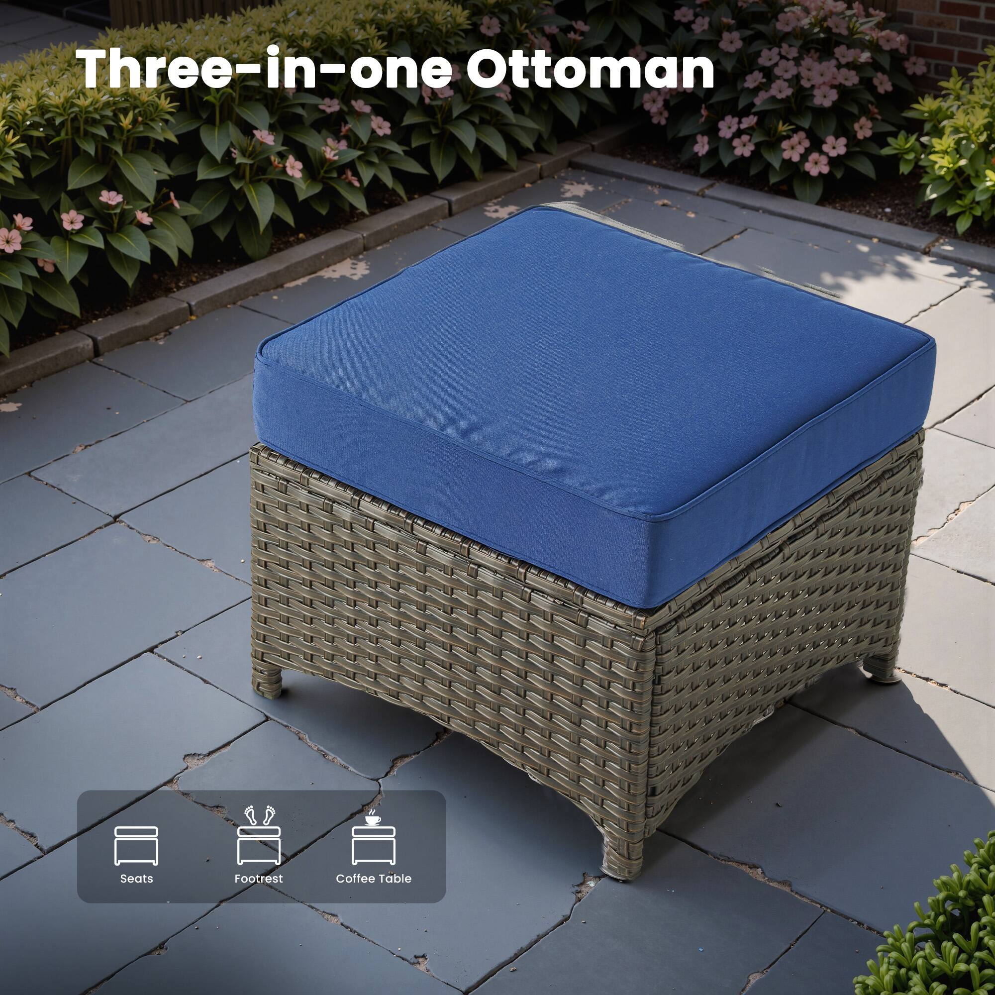 Three-in-one Ottoman

Seats
Footrest
Coffee Table