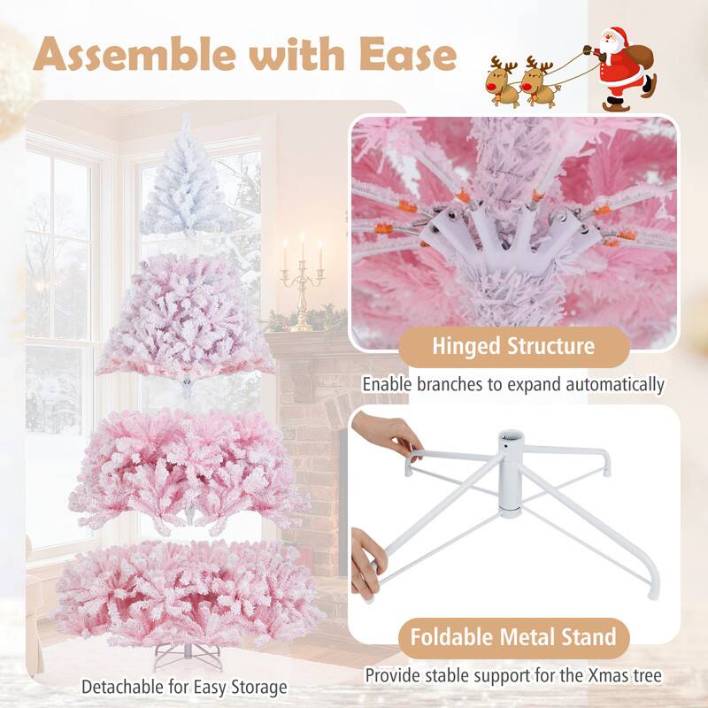Assemble with Ease

Hinged Structure
Enable branches to expand automatically

Foldable Metal Stand
Provide stable support for the Xmas tree

Detachable for Easy Storage