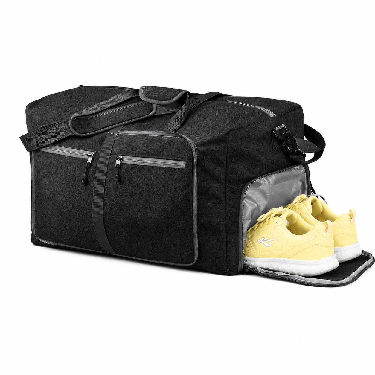 Alt View 2. Fosmon - Duffle Bag for Travel, 65L Duffel Bag, Foldable Duffle Bag Travel Bag Gym Bag Weekender Bag With Shoe Compartment, Black - Black.