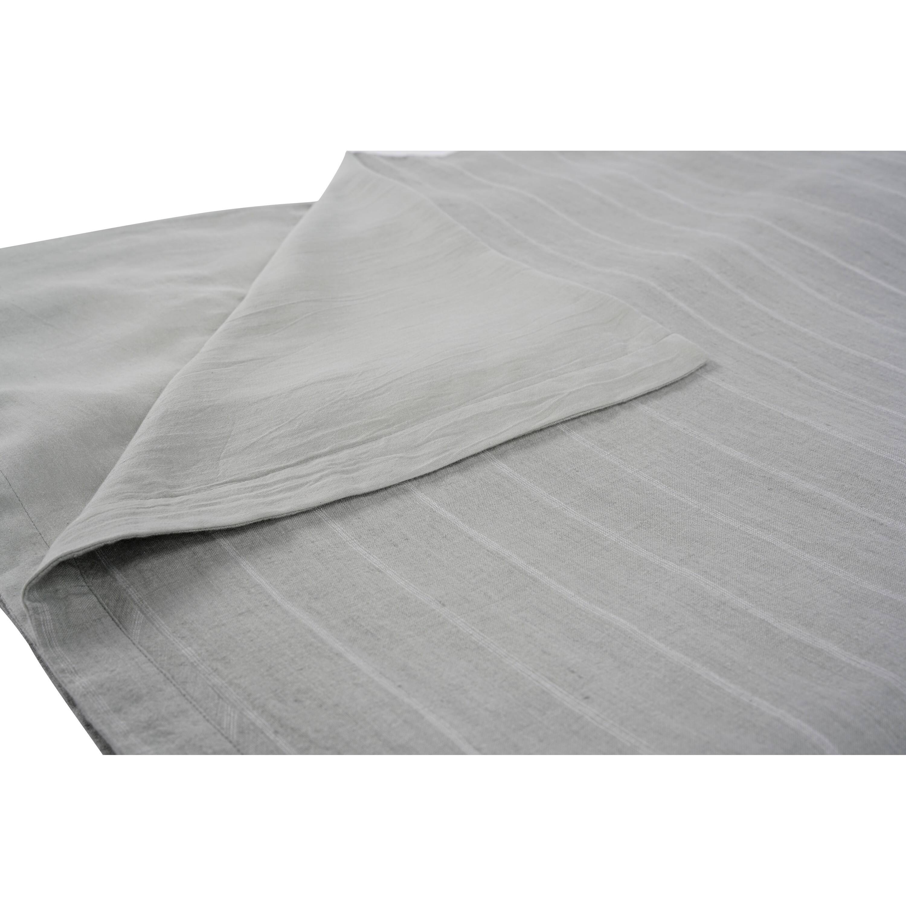 Left. Manhattan Lane - Tara Queen Size Duvet Cover, Stripe Design, Sage  Belgian Flax Linen - Green.