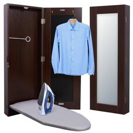 Ivation - Ironing Board, Wall Mounted Ironing Board Cabinet with Right Side Door & Mirror - Brown