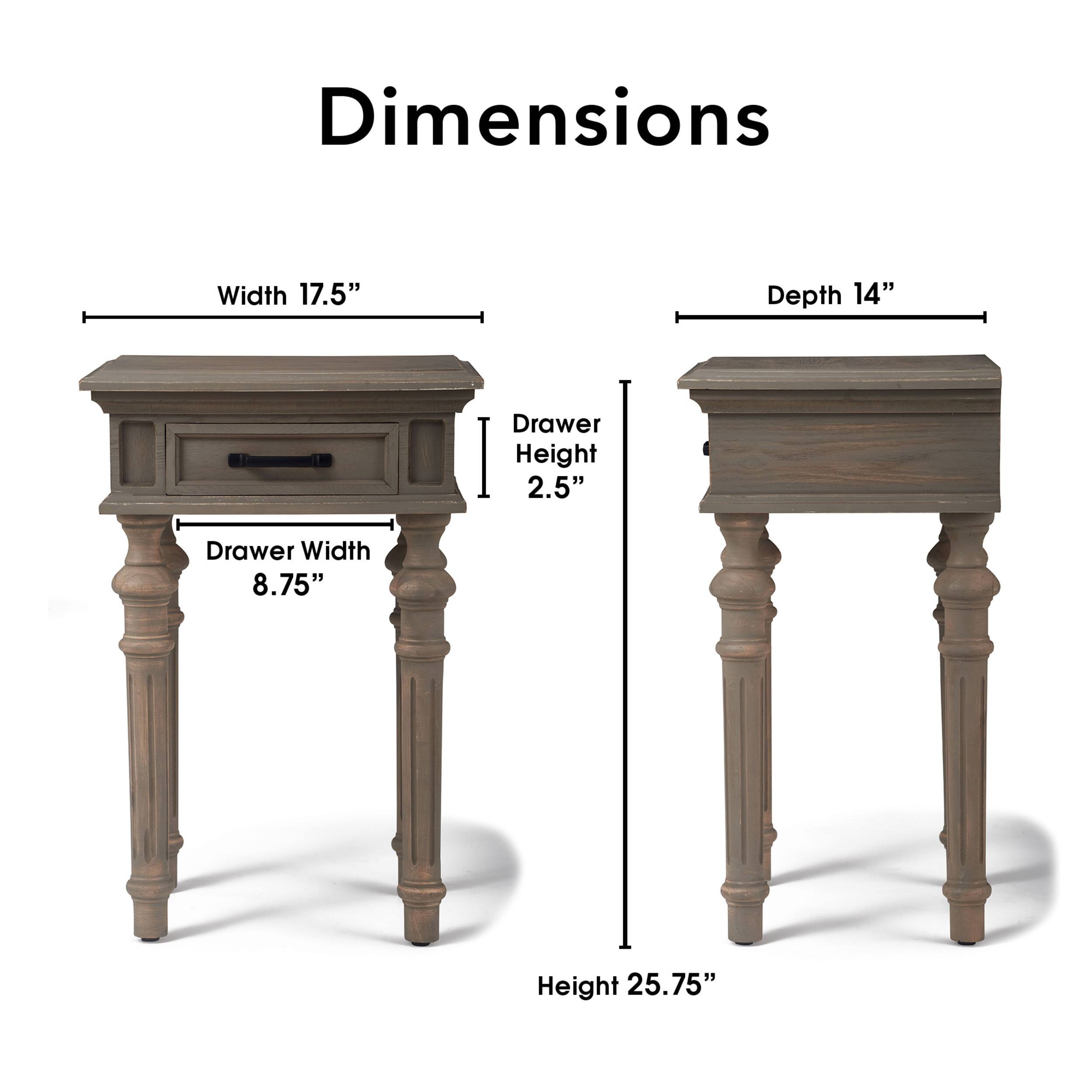 Left. Finch - Cassatt 1 Drawer Side Table - Gray.