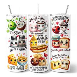 OrnamentallyYou - Valentine Food Pun Soulmates 20oz Tumbler With Stainless Steel Straw, Romantic Gift - Multicolored
