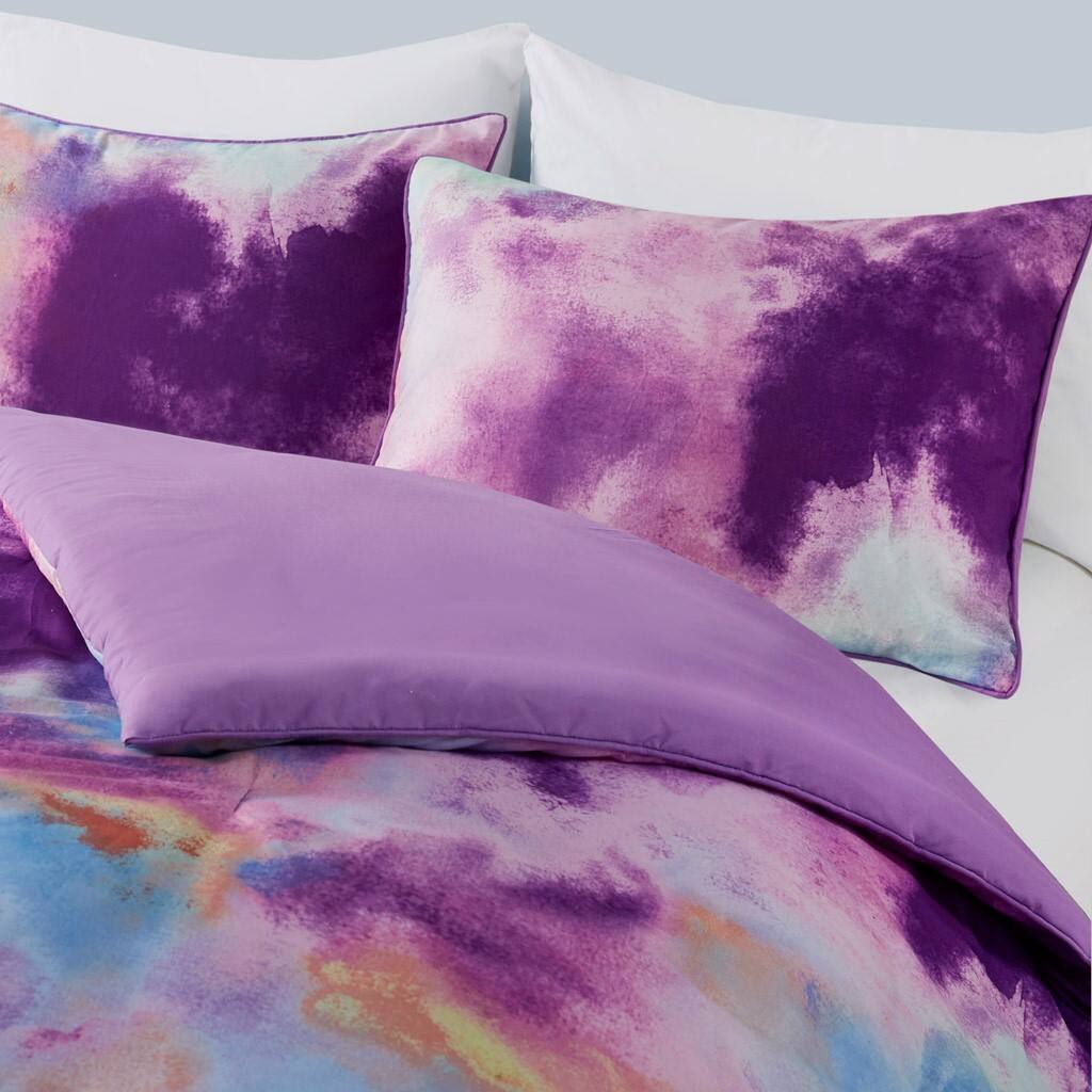 Alt View 2. Gracie Mills - Gracie Mills Orion Dreamscape Watercolor Tie Dye Comforter Set with Cozy Throw Pillow - Lavender.