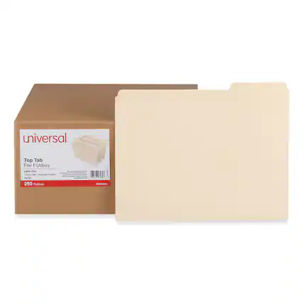 universal
Top Tab File Folders
Letter Size
Assorted Position
250 Folders
Manila
UNIV18103