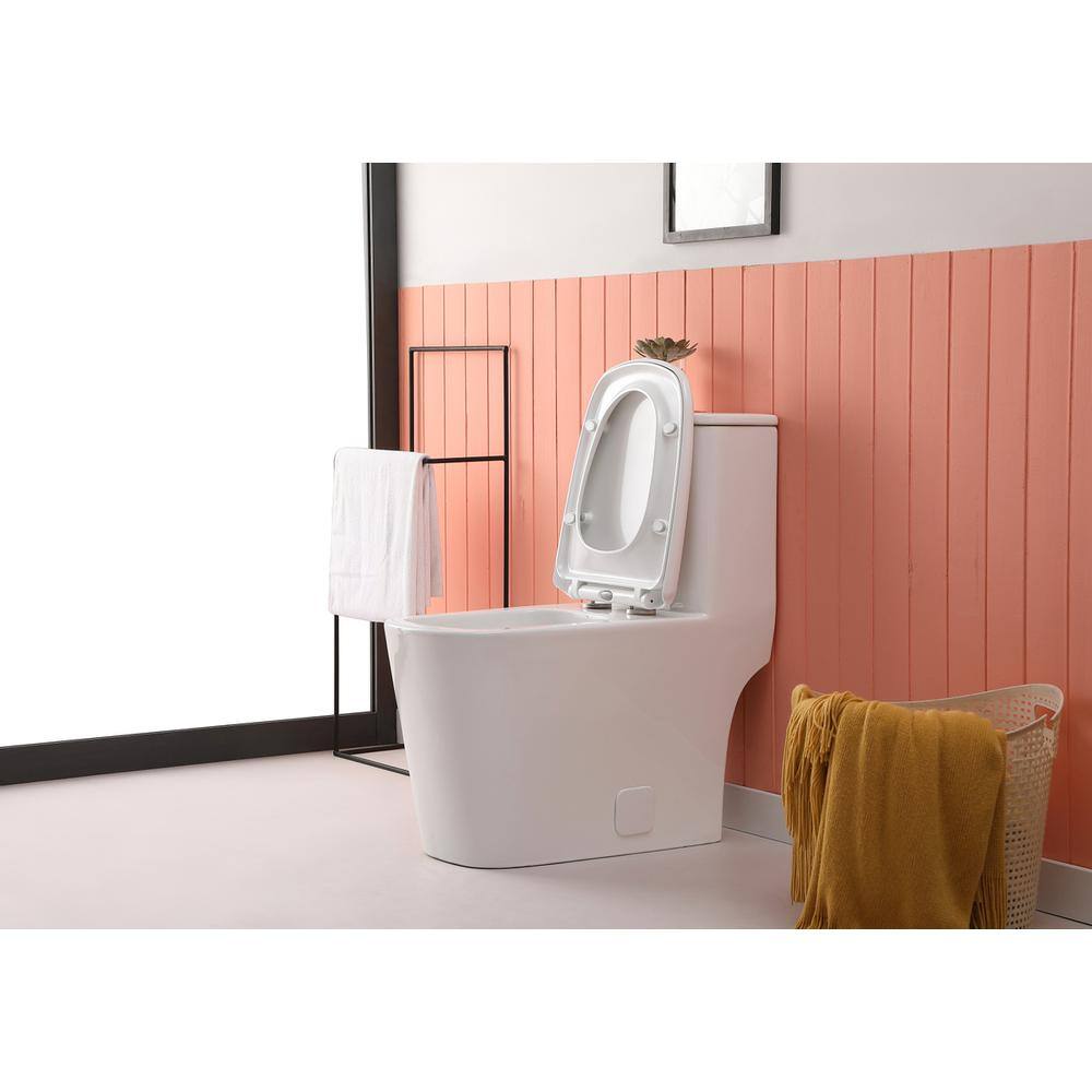 Alt View 7. Elegant Kitchen and Bath - Winslet One-piece floor Square Toilet 27x14x31 in White - White.