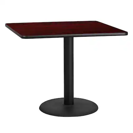 Front. Emma + Oliver - 36" Square Laminate Table Top with 24" Round Table Height Base - Mahogany.