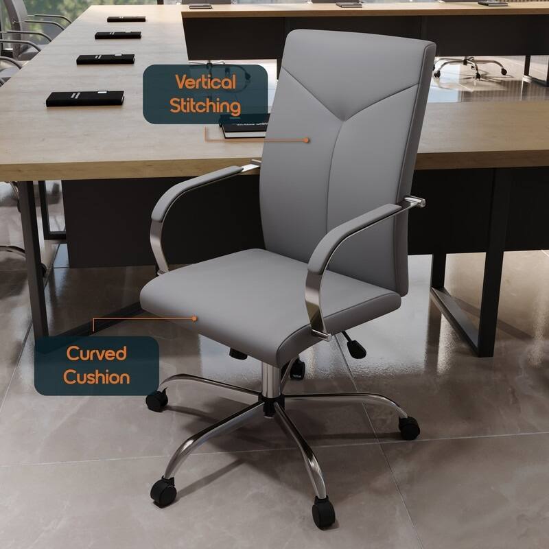 LeisureMod - Set of 8 Sonora Modern Ergonomic High-Back Leather Task Office Chair with Swivel and Tilt for Home Office - Thumbnail 2