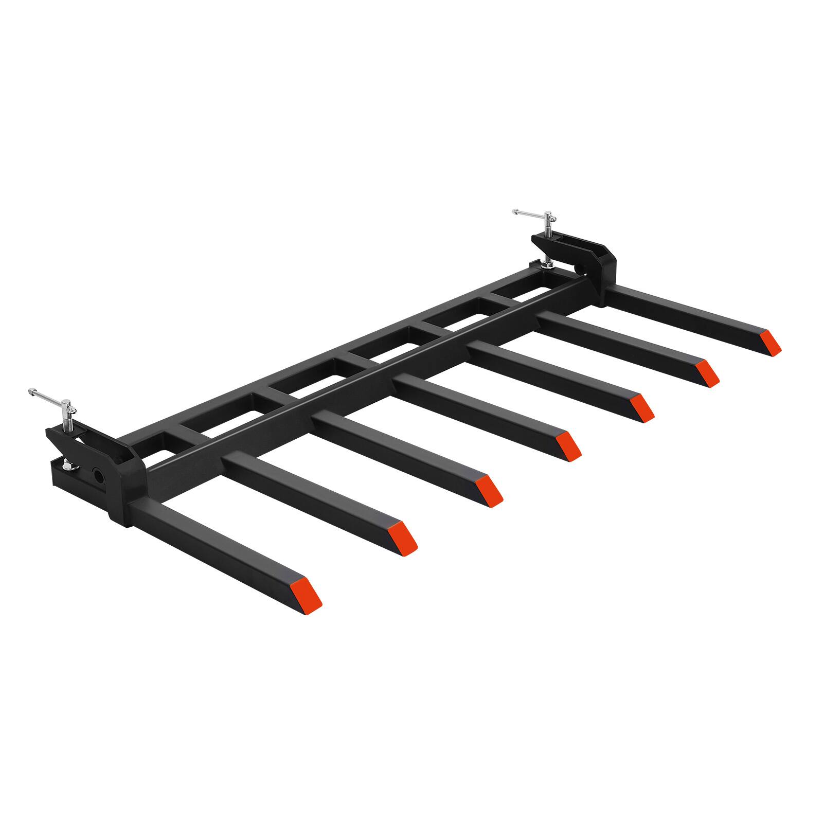 Front. VEVOR - 68.5" Clamp on Debris Forks for Buckets, 7 Fork Tines, 4560lbs Load Capacity, Pallet Forks for Tractor Loader Skid Steer - Black + Orange.