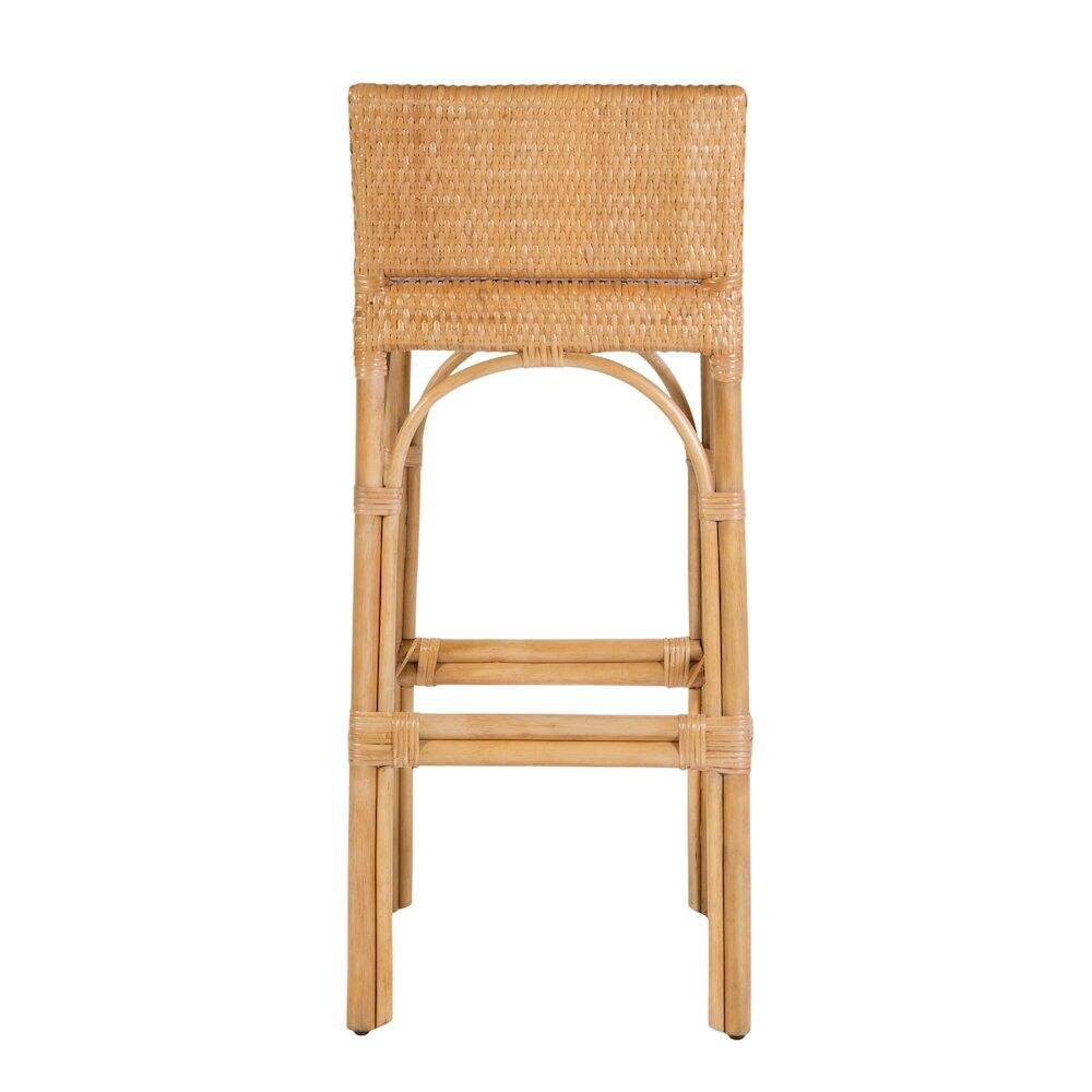 Angle. Butler Specialty - Serienna 30 in. Seat Height Rectangular Rattan Low Back Bar Stool - Natural.