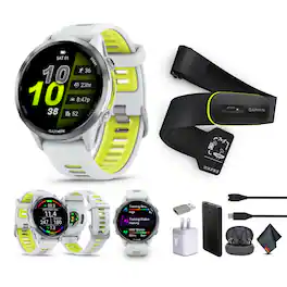 Garmin - Forerunner 970, Whitestone/Amp Yellow , Air Pro Truly Wireless EarBuds - Whitestone/Amp Yellow - (2024)