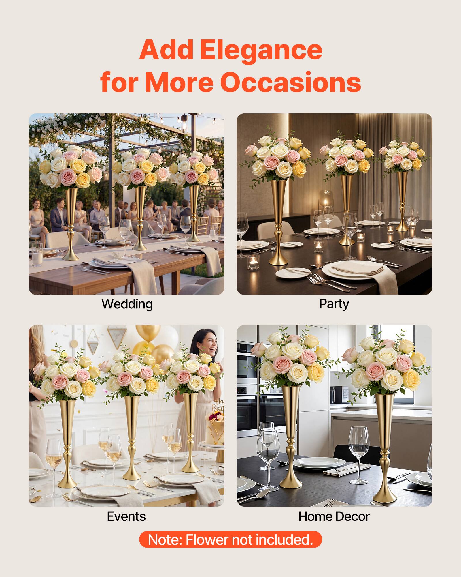 Add Elegance for More Occasions

Wedding Party Events Home Decor

Note: Flower not included.