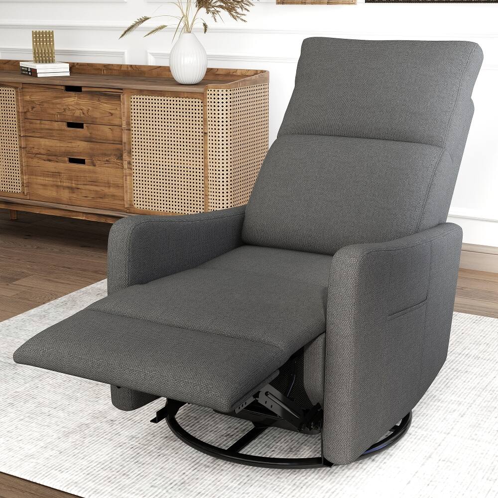 Alt View 9. Loheer - Loheer Power Swivel Recliner Chair Dark Gray Small Space Rocking Recliner Upholstered Glider Nursery Chair - Dark Gray.